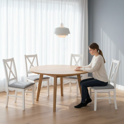 Conjunto completo de 4 sillas para comedor con asiento acolchado y respaldo alto de diseñador K22.