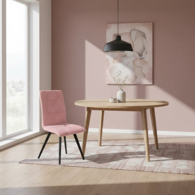 Juego de sillas 4x Sillas Tapizadas en Tela Respaldo de Madera Maciza Comedor Asientos Muebles de Madera