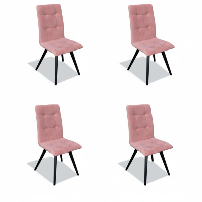 Juego de sillas 4x Sillas Tapizadas en Tela Respaldo de Madera Maciza Comedor Asientos Muebles de Madera