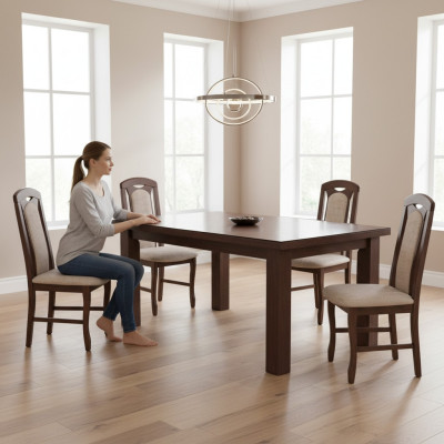 Conjunto de comedor de madera respaldo cuero textil nuevo Grupo de sillas 4x Set de sillas de comedor.