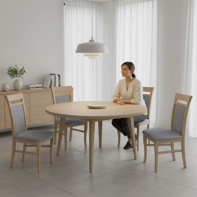 Set de 4 sillas de diseño de tela silla tapizada sillas de comedor de madera para el comedor de gastronomía.