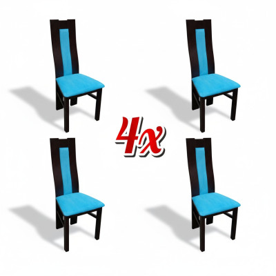 Conjunto de cojines de asiento de madera para 4 sillas de salón nuevas. Grupo de comedor de mesa y silla.