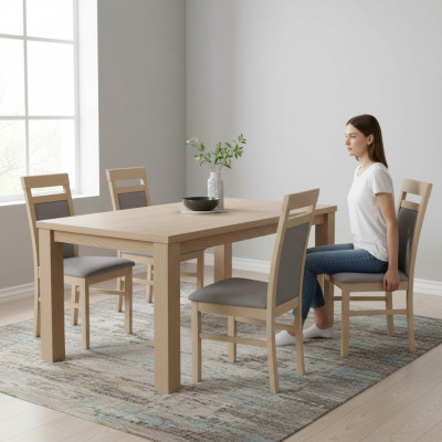 Grupo de sillas conjunto Textiles Madera Silla de comedor tapizada 4 sillas
