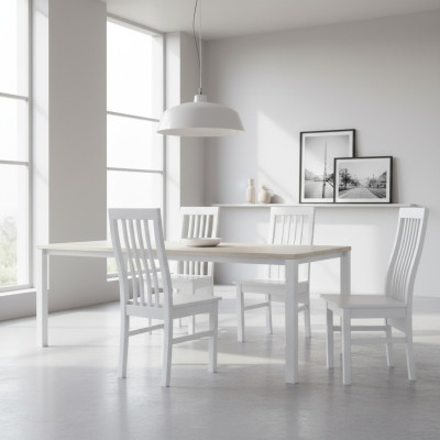 Conjunto de 4 sillas de diseño de lujo de madera maciza para terraza, cocina o comedor. Nuevas.