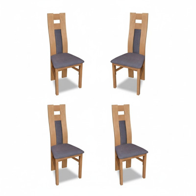 Grupo conjunto de lujo de sillas de madera maciza con cojines y respaldos. Juego de 4 sillas.