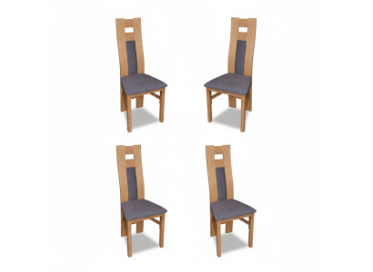 Grupo conjunto de lujo de sillas de madera maciza con cojines y respaldos. Juego de 4 sillas.