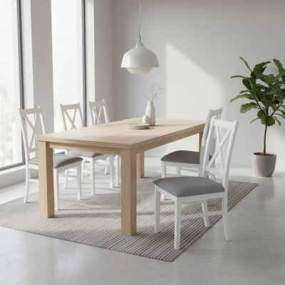 Establecer silla de tela de madera 6x sillas grupo de comedor silla de diseño comedor sólido de habitación de madera
