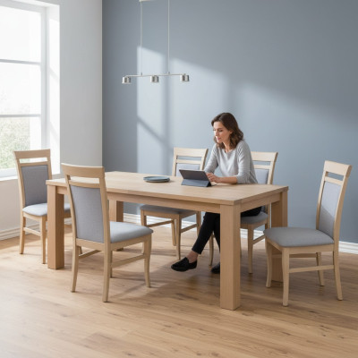 Conjunto completo de sala de estar de 6 piezas en gris, juego de sillas de comedor.