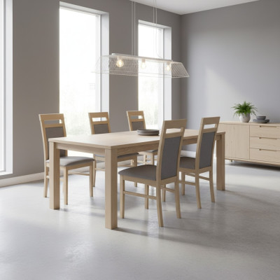 Conjunto de sillas de comedor de madera con respaldo tapizado, juego de 6 sillas de grupo.