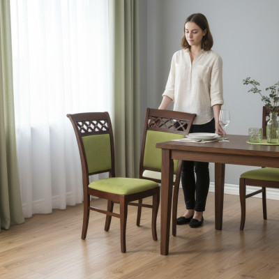 Sillas de comedor de madera, silla de diseño acolchada, juego de 6 sillas, silla de tela en grupo.
