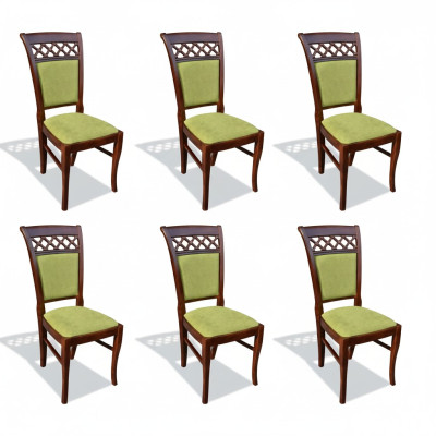 Sillas de comedor de madera, silla de diseño acolchada, juego de 6 sillas, silla de tela en grupo.