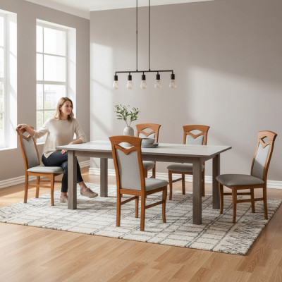 Silla tapizada Sillón Tela Asiento Conjunto de sillas nuevo Silla de cocina Comedor 6 sillas