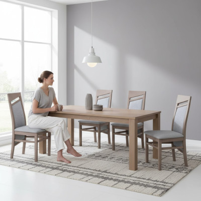 Silla de comedor con tapizado de tela, juego de comedor de 6 sillas de madera maciza.