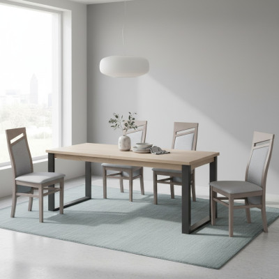 Silla de comedor con tapizado de tela, juego de comedor de 6 sillas de madera maciza.