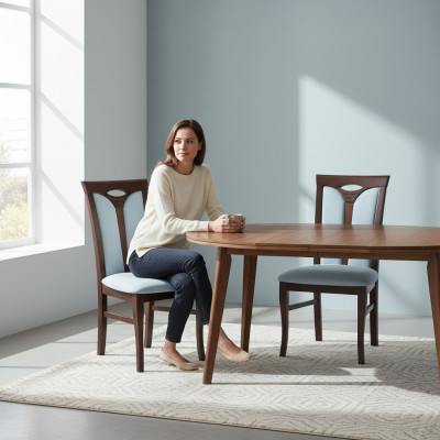 Silla de salón, juego de sillas para gastronomía, comedor, textil, tela, juego de 8 sillas de diseño de madera.