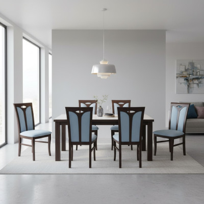 Silla de salón, juego de sillas para gastronomía, comedor, textil, tela, juego de 8 sillas de diseño de madera.
