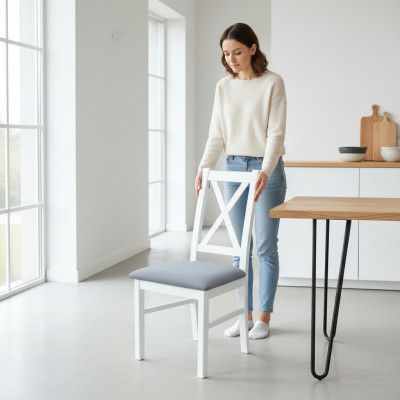 Sillas tapizadas de tela de madera de diseñador para comedor de hostelería Juego de 8 sillas