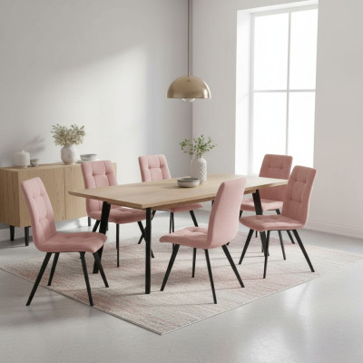 Silla 8x Silla tapizada de comedor Sala de estar Sillón de televisión Textil Asiento Juego Nuevo Club