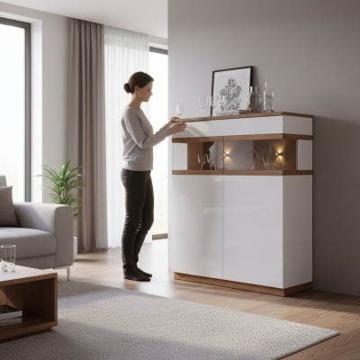 Vitrina de lujo de cristal con diseño de madera, armario, estante de vitrina, armarios, estantes, muebles.