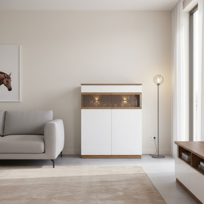 Vitrina de lujo de cristal con diseño de madera, armario, estante de vitrina, armarios, estantes, muebles.