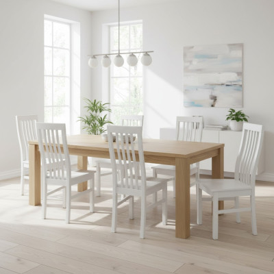 Silla de comedor Diseñador Sillas Sillas de comedor Nuevo Set 8x Tela Silla de madera maciza