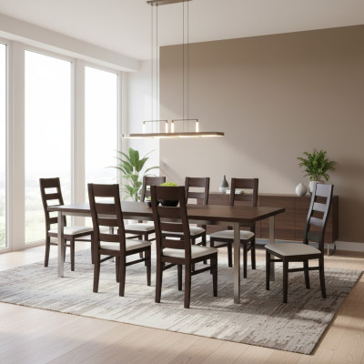 Grupo de sillas de asiento acolchado de respaldo, conjunto de sillas de lujo de madera maciza con 8 sillas.