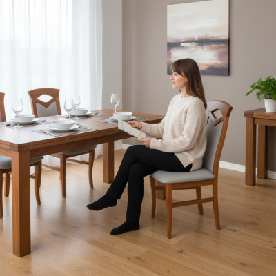 Silla de comedor de madera con tapizado, sillas de comedor para gastronomía, 8 sillas de madera maciza, muebles de sillón.
