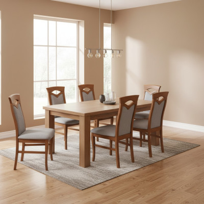 Silla de comedor de madera con tapizado, sillas de comedor para gastronomía, 8 sillas de madera maciza, muebles de sillón.