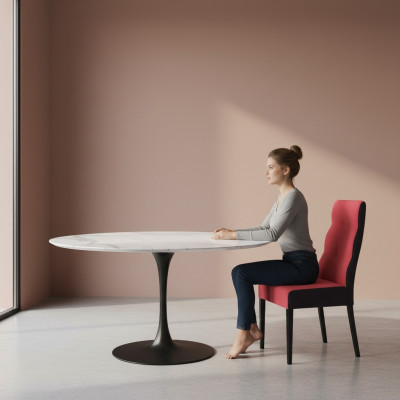 Conjunto de sillas de diseñador K63, completo con juego de 8 sillas de comedor con respaldo y asiento acolchado.