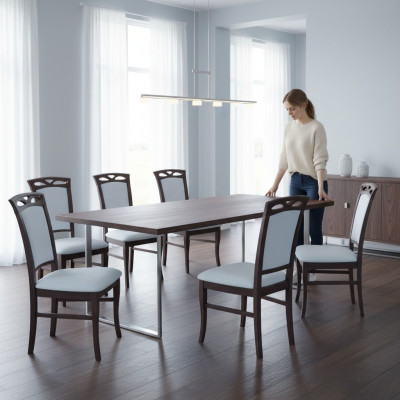 Juego de diseño de sillas tapizadas para comedor K12, conjunto completo de 8 sillas.
