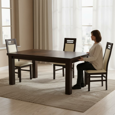 Conjunto Completo K65 de 4 sillas de diseñador para comedor, tapizadas en textil.