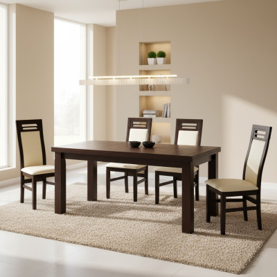 Conjunto Completo K65 de 4 sillas de diseñador para comedor, tapizadas en textil.
