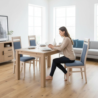 Sillas cocina comedor tela madera conjunto 4x silla diseño textil respaldo acolchado