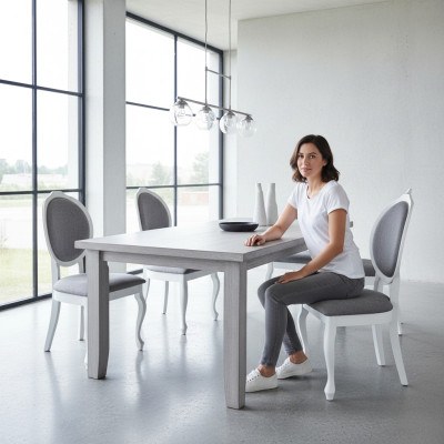 Sillas 4x Juego de sillas de madera real con asiento acolchado para comedor, juego de sillas con respaldo nuevo.