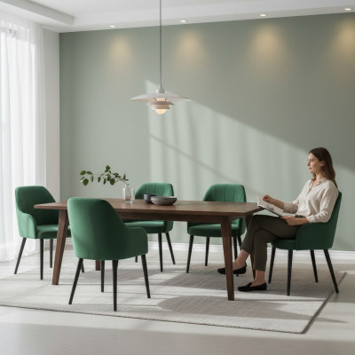 Sillas de cocina elegantes comedor de tela nuevas Set 4x Silla de diseño de madera textil
