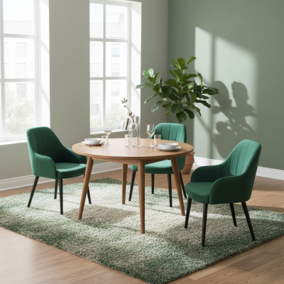 Sillas de cocina elegantes comedor de tela nuevas Set 4x Silla de diseño de madera textil