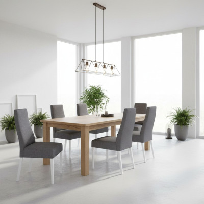 Grupo de sala de estar de madera real genuina Conjunto de comedor de tapicería de terciopelo Silla 6x sillas