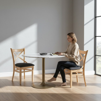 Juego completo de 6 sillas de comedor con respaldo.