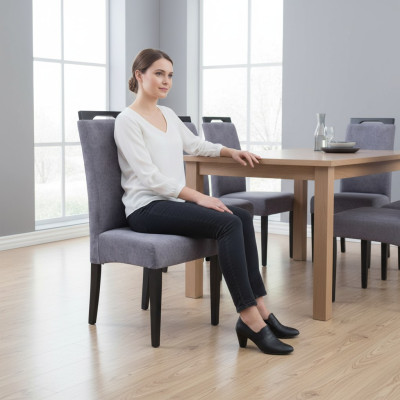 Silla reclinable 6 sillas tapizadas de tela conjunto completo de grupo de comedor diseño