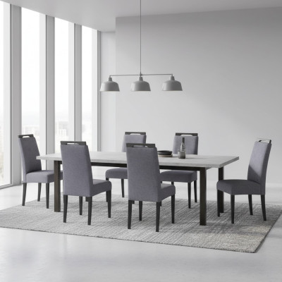 Silla reclinable 6 sillas tapizadas de tela conjunto completo de grupo de comedor diseño