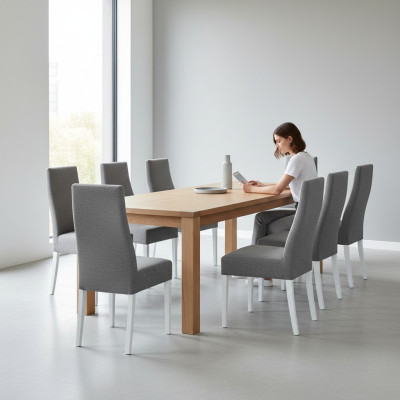 Comedor 8 sillas Silla Conjunto Sillón Cocina Diseño Nuevo Tapizado Cuero Textil Muebles