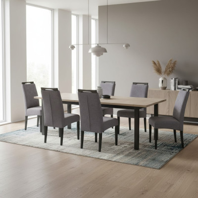 Sillas de comedor de tela conjunto 8x Silla textil Silla de diseñador de madera tapizada muebles.