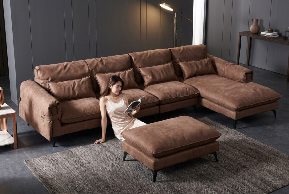 Sofá de esquina moderno de lujo en forma de L, tapizado, conjunto de muebles de sala de estar.