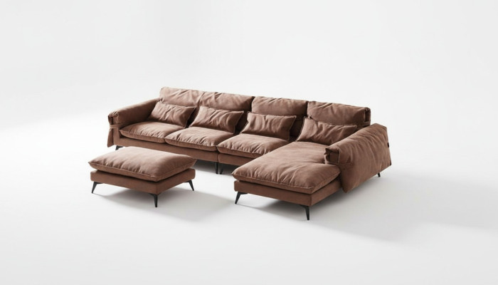 Sofá de esquina moderno de lujo en forma de L, tapizado, conjunto de muebles de sala de estar.