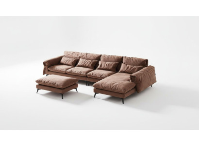 Sofá de esquina moderno de lujo en forma de L, tapizado, conjunto de muebles de sala de estar.