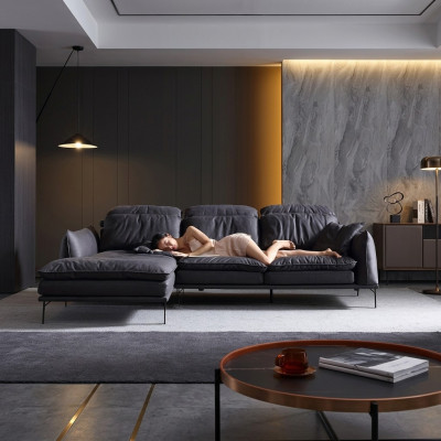 Sofá de cuero sofá de esquina sofá sofá sofá tapizado conjunto de esquina muebles de diseño.
