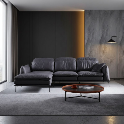 Sofá de cuero sofá de esquina sofá sofá sofá tapizado conjunto de esquina muebles de diseño.