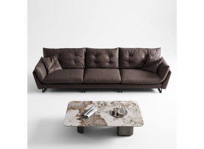 Sofá de 4 plazas Sofas de lujo de cuero artificial grande 260cm Muebles de diseñador