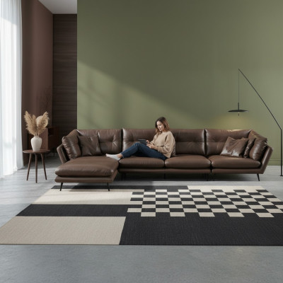 Sofá de cuero sofá conjunto de muebles de salón de diseño moderno Sofá esquinero de diseño moderno en forma de L