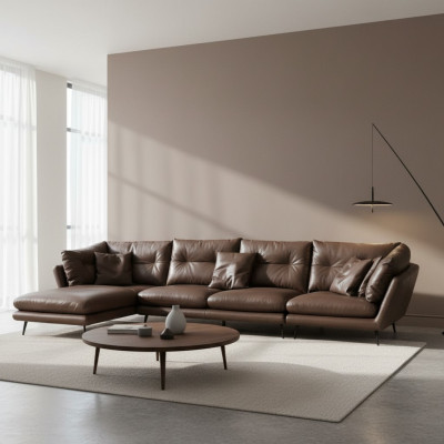 Sofá de cuero sofá conjunto de muebles de salón de diseño moderno Sofá esquinero de diseño moderno en forma de L